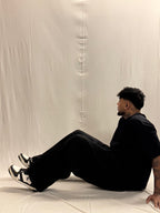 COZY STRAIGHT LEG SWEATS - BLACK